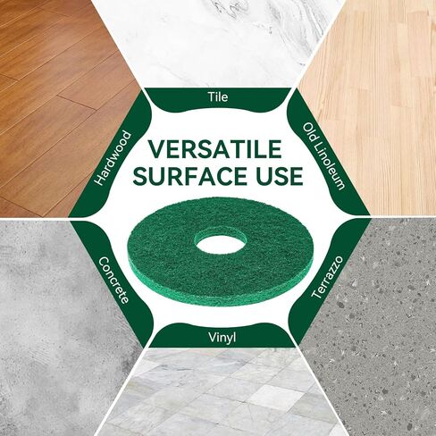 437.056 وسادات تنظيف مدارية لآلة الأرضيات الصلبة 550Mc Orbiter، وسادات تنظيف الأرضيات التجارية مقاس 12 بوصة، وسادات تلميع - للتنظيف اليومي عالي التحمل وتجريد الضوء، غير منسوجة، أخضر، قطعتان in Kuwait