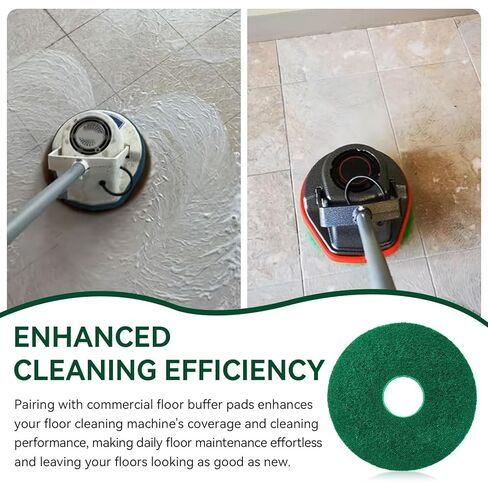 437.056 وسادات تنظيف مدارية لآلة الأرضيات الصلبة 550Mc Orbiter، وسادات تنظيف الأرضيات التجارية مقاس 12 بوصة، وسادات تلميع - للتنظيف اليومي عالي التحمل وتجريد الضوء، غير منسوجة، أخضر، قطعتان in Kuwait
