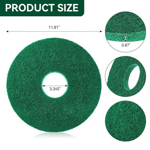 437.056 وسادات تنظيف مدارية لآلة الأرضيات الصلبة 550Mc Orbiter، وسادات تنظيف الأرضيات التجارية مقاس 12 بوصة، وسادات تلميع - للتنظيف اليومي عالي التحمل وتجريد الضوء، غير منسوجة، أخضر، قطعتان in Kuwait