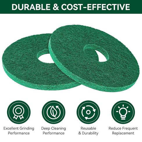 437.056 وسادات تنظيف مدارية لآلة الأرضيات الصلبة 550Mc Orbiter، وسادات تنظيف الأرضيات التجارية مقاس 12 بوصة، وسادات تلميع - للتنظيف اليومي عالي التحمل وتجريد الضوء، غير منسوجة، أخضر، قطعتان in Kuwait