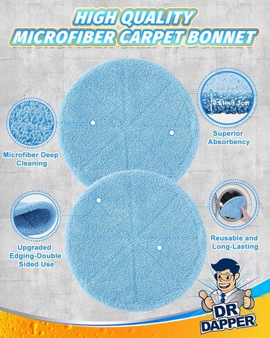 DR DAPPER 12" Commercial Microfiber Carpet Bonnet Orbiter Pads 437.053 Fit for Oreck Orbiter ORB550MC ORB600MW ORB700MB Floor Machine, Mopping and Buffing Pads Fit for Bissell BGEM9000, 2 Pack in Saudi Arabia