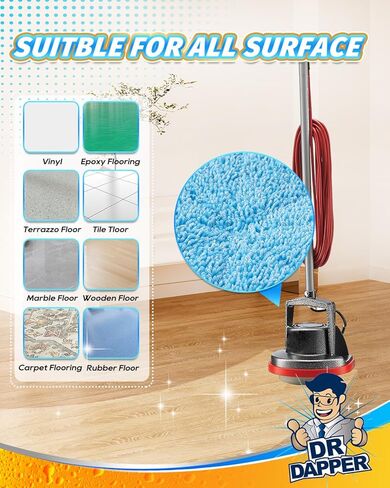DR DAPPER 12" Commercial Microfiber Carpet Bonnet Orbiter Pads 437.053 Fit for Oreck Orbiter ORB550MC ORB600MW ORB700MB Floor Machine, Mopping and Buffing Pads Fit for Bissell BGEM9000, 2 Pack in Saudi Arabia