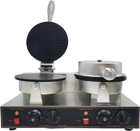 Double Station Ice Cream Waffle Cone Maker Machine Commercial Electric Egg Roll Cone Baker Non-Stick Waffle Roll Maker 110V 2400W in Saudi Arabia