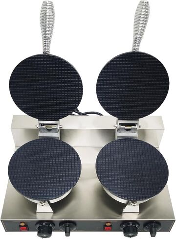 Double Station Ice Cream Waffle Cone Maker Machine Commercial Electric Egg Roll Cone Baker Non-Stick Waffle Roll Maker 110V 2400W in Saudi Arabia