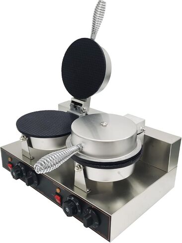 Double Station Ice Cream Waffle Cone Maker Machine Commercial Electric Egg Roll Cone Baker Non-Stick Waffle Roll Maker 110V 2400W in Saudi Arabia