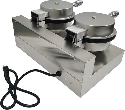 Double Station Ice Cream Waffle Cone Maker Machine Commercial Electric Egg Roll Cone Baker Non-Stick Waffle Roll Maker 110V 2400W in Saudi Arabia