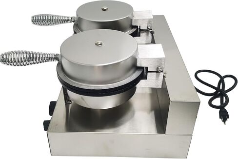Double Station Ice Cream Waffle Cone Maker Machine Commercial Electric Egg Roll Cone Baker Non-Stick Waffle Roll Maker 110V 2400W in Saudi Arabia