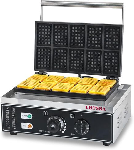 Commercial Industrial Rectangular Classic Waffle Maker,10pcs Belgian Waffles, Electric Non-Stick Waffle Iron for Family, Restaurants, Snacks in Saudi Arabia