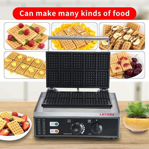 Commercial Industrial Rectangular Classic Waffle Maker,10pcs Belgian Waffles, Electric Non-Stick Waffle Iron for Family, Restaurants, Snacks in Saudi Arabia