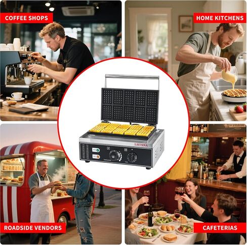 Commercial Industrial Rectangular Classic Waffle Maker,10pcs Belgian Waffles, Electric Non-Stick Waffle Iron for Family, Restaurants, Snacks in Saudi Arabia