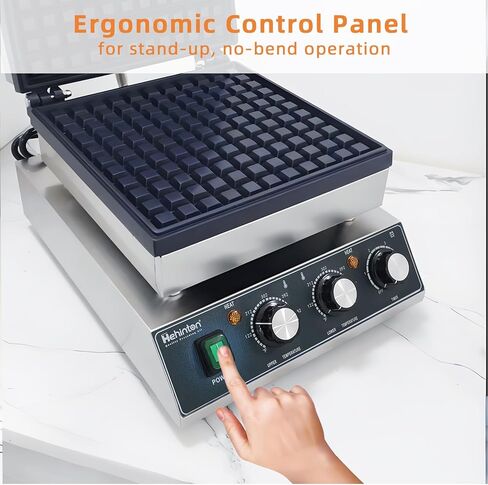 صانع الوافل البلجيكي التجاري من Hehinton®، صانع الوافل الكهربائي بقدرة 110 فولت 2300 وات، تحكم مزدوج في درجة الحرارة، منطقة طهي 11.4 بوصة × 11.4 بوصة، مكواة الوافل مع ألواح غير لاصقة لشاحنات الطعام والمقاهي والاستخدام المنزلي in Kuwait