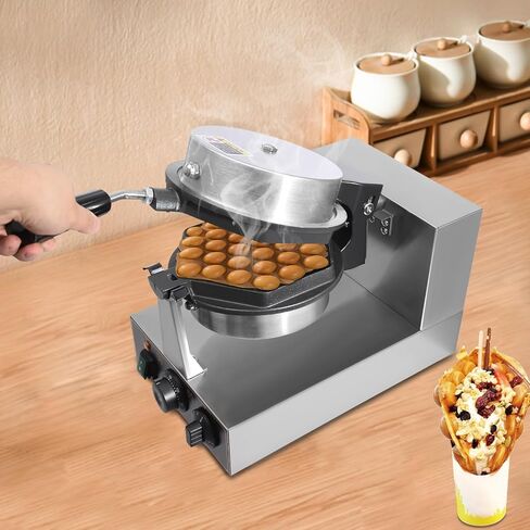 Electric Waffle Maker Machine 1300W with Non-Stick Plates, Hexagonal Bubble Waffle Iron 122-572℉/50-300℃ Adjustable Temperature & Timer, Stainless Steel for Home & Commercial Use in Saudi Arabia