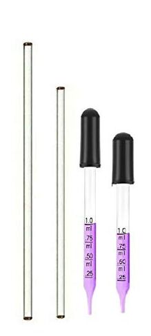 Glass Stir Sticks Lab Stirring Rod 8" 10" Length with Both Ends Round + Glass Graduated Droppers 4" 3" for Science, Lab, Kitchen, Science Education in Kuwait