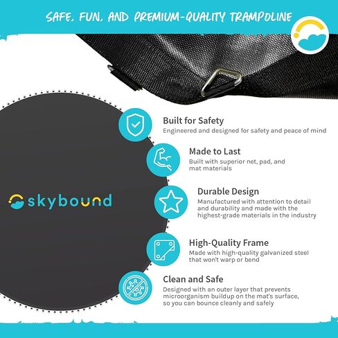 SkyBound Trampoline Mat for 14' Frames has 72 V-Rings FITS 6.5-7" Springs FITS JumpKing - 14 Foot Trampoline Jumping Mat for Round Frame - 8 Rows of Stitching - UV & Water Resistant in Saudi Arabia