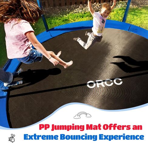 حصيرة القفز الترامبولين من ORCC تناسب إطارات 10 أقدام ترامبولين مع 60 حلقة على شكل حرف V تناسب نوابض مقاس 5.4 بوصة، ارتداد ممتاز، قطر السجادة 8.59 قدمًا in Kuwait