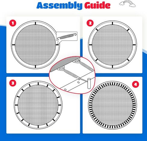 حصيرة القفز الترامبولين من ORCC تناسب إطارات 10 أقدام ترامبولين مع 60 حلقة على شكل حرف V تناسب نوابض مقاس 5.4 بوصة، ارتداد ممتاز، قطر السجادة 8.59 قدمًا in Kuwait