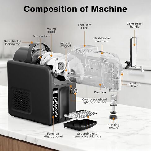 Slushie Machine for Home, 85oz Slushy and Ice Cream Maker No Ice Needed, Frozen Drink Maker with 5 Presets, Quiet, Auto-Clean, LED Display, Slushy Machine for Margaritas,Milkshakes,Frappés and More in Kuwait
