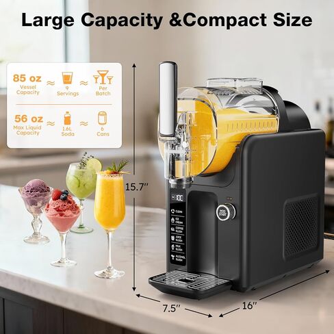 آلة Slushie للمنزل، صانعة Slushy وصانعة الآيس كريم بسعة 85 أونصة لا تحتاج إلى ثلج، صانعة المشروبات المجمدة مع 5 إعدادات مسبقة، هادئة، تنظيف تلقائي، شاشة LED، آلة Slushy للمارجريتا، الميلك شيك، الفرابيه والمزيد in Kuwait