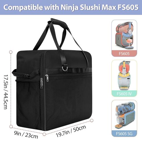 Slushi Bag for Ninja Slushie Max FS605 Series, Portable Slushie Accessories, Travel Carrying Bag Case Cover for Ninja SLUSHi Max Smart Frozen Drink Maker - Side Opening, Black in Saudi Arabia