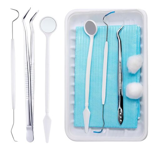 20 Sets Disposable Dental Tools for Teeth Inspection, 5 Pcs Sterile Packaging Teeth Cleaning Tools, Dental Mirror Explorer Probe Plier Family Oral Care Tool in Saudi Arabia