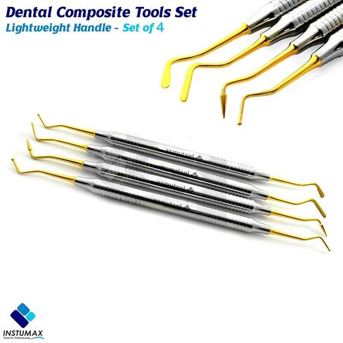 24-Pcs Dental Composite Restoration Filling Kit - Pluggers, Burnishers, Scalers, Tofflemire Bands, Heidmann Spatulas, Rubber Dam Pliers - Professional Restorative Instruments Set in Saudi Arabia