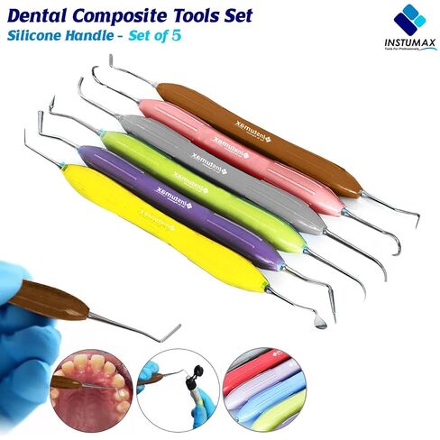 24-Pcs Dental Composite Restoration Filling Kit - Pluggers, Burnishers, Scalers, Tofflemire Bands, Heidmann Spatulas, Rubber Dam Pliers - Professional Restorative Instruments Set in Saudi Arabia