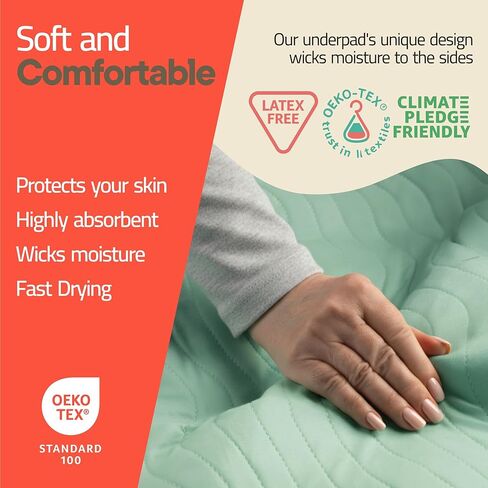 Washable Underpads Large 34"x36" (Pack of 5) – Reusable Waterproof Bed Pads for Adults & Seniors, Extra Heavy Absorbency Incontinence & Bedwetting Pads, Soft Non-Slip TPU Backing, Blue. in Saudi Arabia