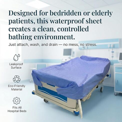 Patient Washing Sheet with Drainage Hose - Waterproof Bed Pad & Portable In-Bed Shower Bathing Kit for Bedridden, Elderly & Disabled - Reusable Medical Basin & Caregiver Aid in Saudi Arabia