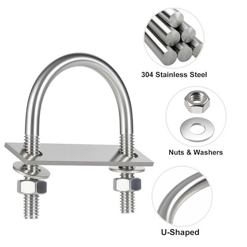 6 Sets Round U Bolts, u-Bolts 1-1/4 Inch Wide, 304 Stainless Steel U Bolt,with Nuts,Bolt Plate and Washers for Boat Trailer Tube(1/4" D x 1-1/4"W x 2-1/4"L) in Kuwait