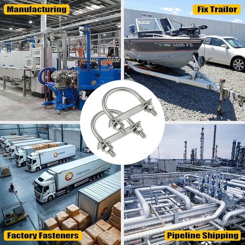 6 Sets Round U Bolts, u-Bolts 1-1/4 Inch Wide, 304 Stainless Steel U Bolt,with Nuts,Bolt Plate and Washers for Boat Trailer Tube(1/4" D x 1-1/4"W x 2-1/4"L) in Kuwait
