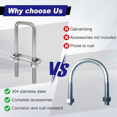 4 مجموعات M12 مربعة على شكل حرف U بعرض 2 بوصة، 1/2 بوصة × 2-1/16 بوصة عرض × 6-1/2 بوصة طول 304 مسمار على شكل حرف U من الفولاذ المقاوم للصدأ شديد التحمل لمقطورة القارب مع صواميل ولوحة مسمار وغسالات (4، M12 × 2-1/16 بوصة عرض × 6-1/2 بوصة طول) in Kuwait