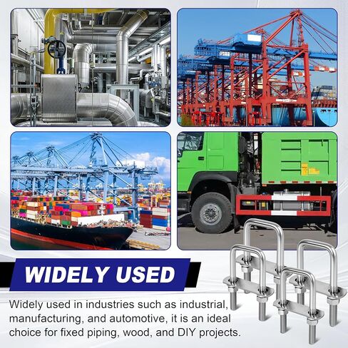 4 مجموعات M12 مربعة على شكل حرف U بعرض 2 بوصة، 1/2 بوصة × 2-1/16 بوصة عرض × 6-1/2 بوصة طول 304 مسمار على شكل حرف U من الفولاذ المقاوم للصدأ شديد التحمل لمقطورة القارب مع صواميل ولوحة مسمار وغسالات (4، M12 × 2-1/16 بوصة عرض × 6-1/2 بوصة طول) in Kuwait