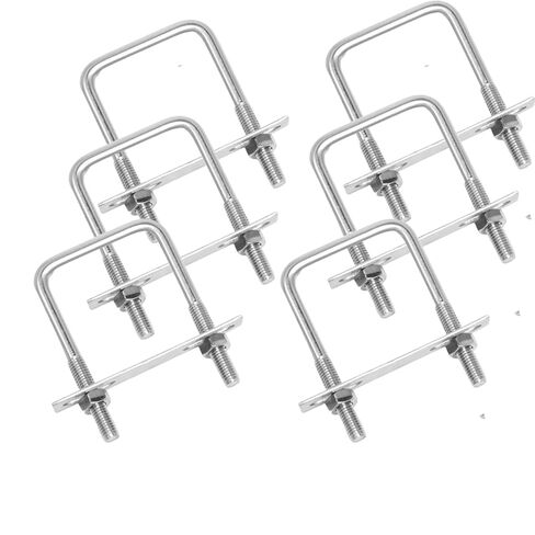 6Pack Square U-Bolts 2-1/2" Stainless Steel with Plates Nuts Flat Washers M10 Round for Car, RV, Trailer, Bumper, Boat in Kuwait