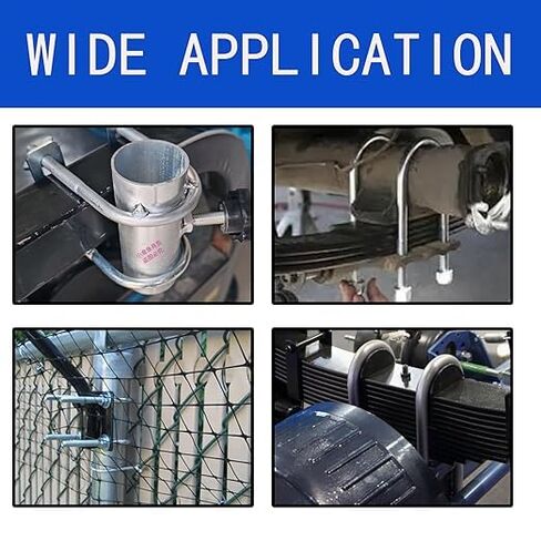 6Pack Square U-Bolts 2-1/2" Stainless Steel with Plates Nuts Flat Washers M10 Round for Car, RV, Trailer, Bumper, Boat in Kuwait