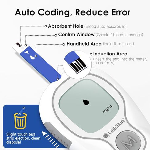 G-425-3 مجموعة أدوات مراقبة نسبة الجلوكوز في الدم، 100 شريط اختبار، 100 مشارط، 1 جهاز مراقبة نسبة السكر في الدم، 1 محلول تحكم، 1 جهاز وخز، مجموعة اختبار مرض السكري، بدون ترميز، شاشة كبيرة، جهاز قياس السكر للاستخدام المنزلي in Kuwait