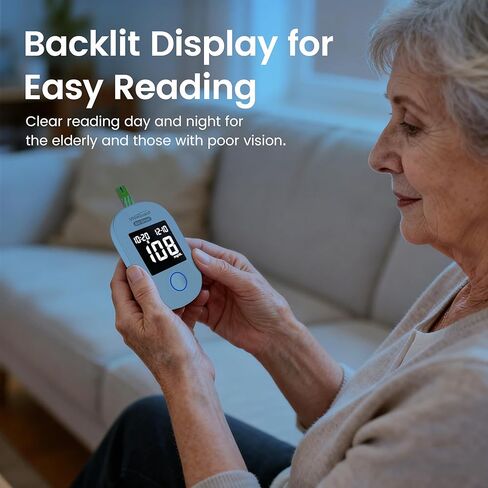 VivaGuard Ino Smart Blood Glucose Monitor Kit with Free App, Bluetooth and Rechargeable Blood Glucose Meter with 100 Strips & 100 Lancets, Travel Portable Blood Sugar Diabetes Testing Kit, No Coding in Kuwait