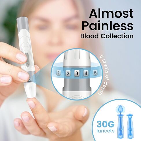 VivaGuard Ino Smart Blood Glucose Monitor Kit with Free App, Bluetooth and Rechargeable Blood Glucose Meter with 100 Strips & 100 Lancets, Travel Portable Blood Sugar Diabetes Testing Kit, No Coding in Kuwait