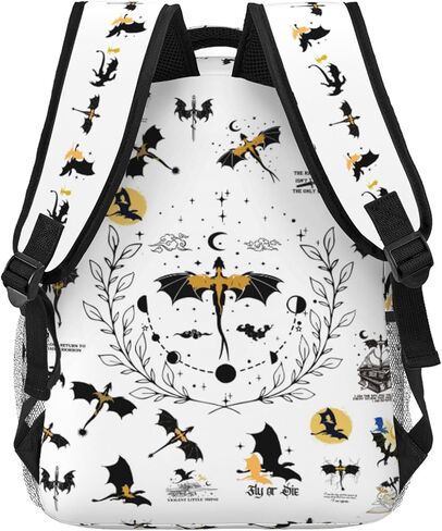 Fourth Backpack Fashion Dragon Wing Bag Casual College Bag Travel Zipper Bookbag Hiking Shoulder Daypack Gift for Book Lovers (White) in Saudi Arabia