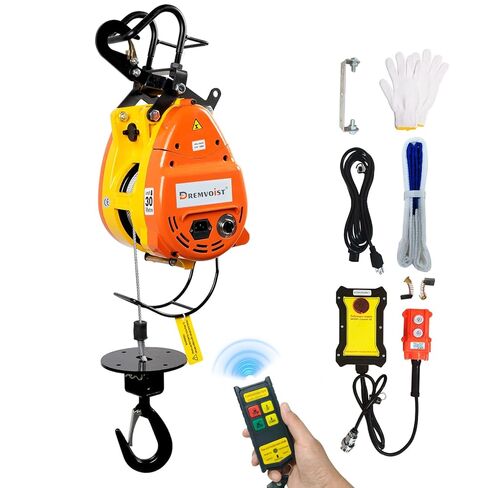 1100lbs Electric Hoist Winch,1500W Portable Power Winch CraneHoist Lift,98ft Lifting Height,2-in-1 Wire Remote Control/Wireless Remote Control, 36ft/min,for Warehouss, Garage, Factory in Saudi Arabia