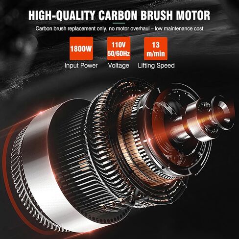 1100lbs Electric Hoist Winch,1500W Portable Power Winch CraneHoist Lift,98ft Lifting Height,2-in-1 Wire Remote Control/Wireless Remote Control, 36ft/min,for Warehouss, Garage, Factory in Saudi Arabia