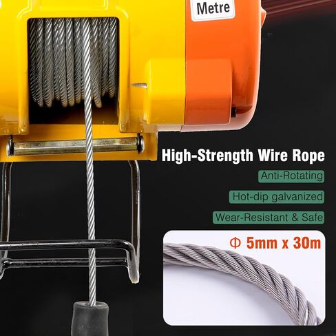 1100lbs Electric Hoist Winch,1500W Portable Power Winch CraneHoist Lift,98ft Lifting Height,2-in-1 Wire Remote Control/Wireless Remote Control, 36ft/min,for Warehouss, Garage, Factory in Saudi Arabia
