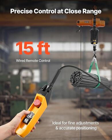 VEVOR 2-Speed Electric Chain Hoist 2200 lbs, 20ft Lifting Height, 120V 60Hz Single Phase Overhead Crane with 15 ft Wired Remote Control, G100 Chain Electric Lift Hoist for Factory, Warehouse, Garage in Kuwait