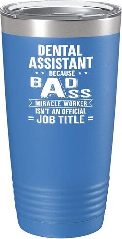 Dental Assistant Cup - Miracle Worker Theme - 30oz Black Stainless Steel Vacuum Insulated Tumbler for Coffee & Tea - Dental Team Recognition Week Gift in Saudi Arabia
