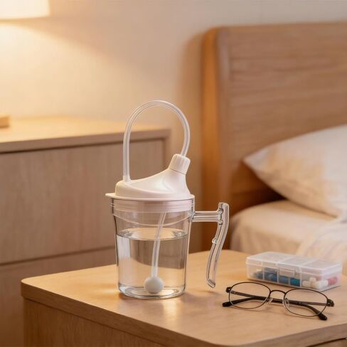 350 Ml Anti-Choking Cup with Ball for Adults, Soft Nozzle, 90° Rotation, Straw Included in Saudi Arabia