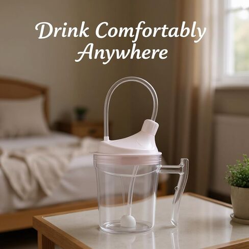 350 Ml Anti-Choking Cup with Ball for Adults, Soft Nozzle, 90° Rotation, Straw Included in Saudi Arabia
