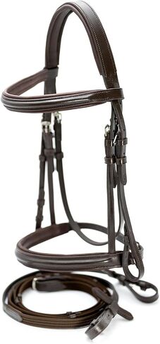 Jeffers Uniquely English Leather Horse Bridle with Reins, Padded Crown, Adjustable Noseband, English Bridle Tack for Hunter, Jumping, Dressage, Riding in Saudi Arabia