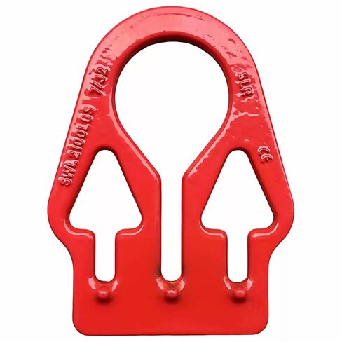 G80 Chain Sling Master Link, 3-Hole Sling Plate and Eye, Heavy-Duty Forged Alloy Steel, Red-Coated Lifting Hardware for Industrial Cranes (7/32 Inch) in Saudi Arabia