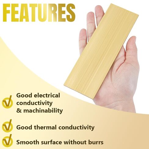 OLYCRAFT 4Pcs Brass Sheet 6.1x2 Inch Gold Brass Sheet 3mm Thick Bar Gold Brass Plates Rectangle Brass Sheet Raw Brass Sheet Film Attached Brass Plates for Crafts DIY Metal Stamping Models in Saudi Arabia