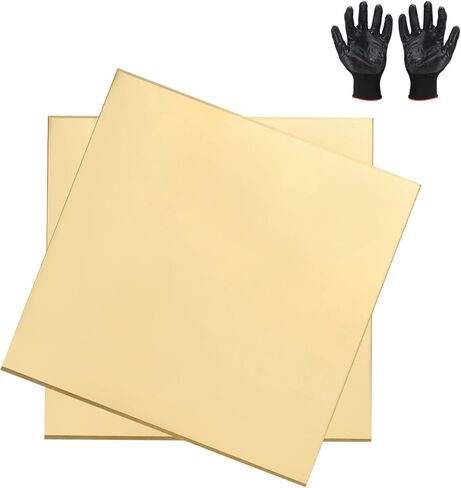 Brass Sheet Metal Film Attached Brass Plates, 3.9" x 3.9" 8 Gauge(3mm) Thickness Fit for DIY Crafts Electrical Repair - Square(2 Pack, Brassy) in Saudi Arabia