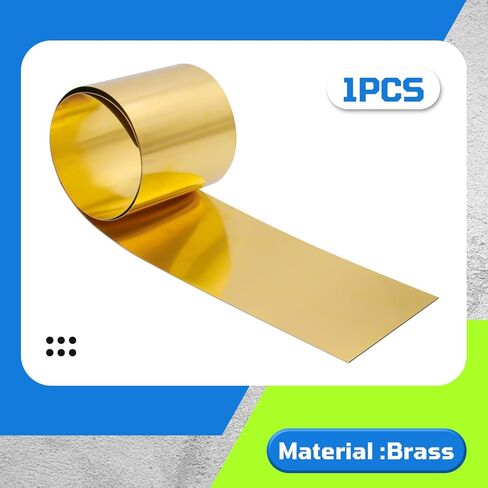 Brass Sheet Roll, 1000mm x 100mm x 0.1mm Brass Foil Sheet, Gold Metal Strip for Crafts, DIY, Jewelry Making, Model Projects, Repairs in Kuwait